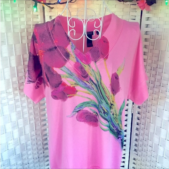 Vtg HSN Roam New York Pink Floral Top Size M  Vintage  New - Picture 3 of 9